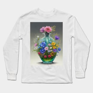 Glass bottle with flowers Long Sleeve T-Shirt